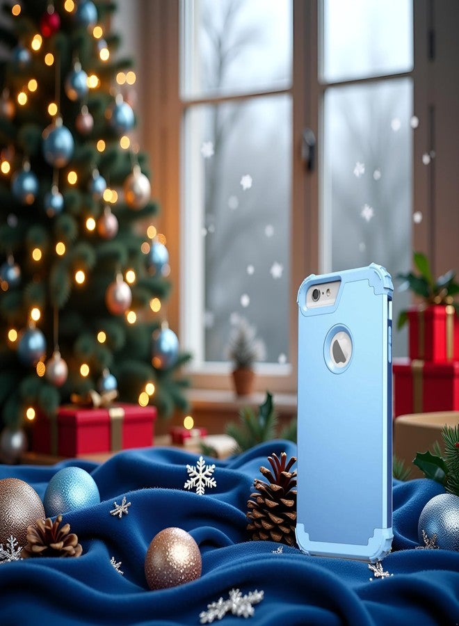 اي دي ويل جراب IDweel لهاتف iPhone 6S Plus مع واقي شاشة، جراب لهاتف iPhone 6 Plus، 3 في 1 مقاوم للصدمات، نحيف، هجين، شديد التحمل، غطاء صلب من البولي كربونات، مصد من السيليكون الناعم، غطاء كامل للجسم، أزرق سلام/أزرق سلام - Image 2